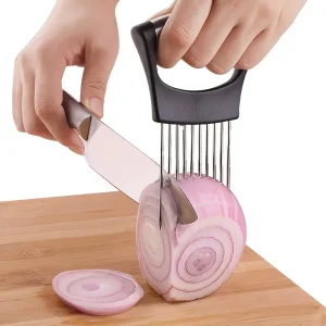 Stainless Steel Onion and Vegetables Holder for Slicing and Cutting